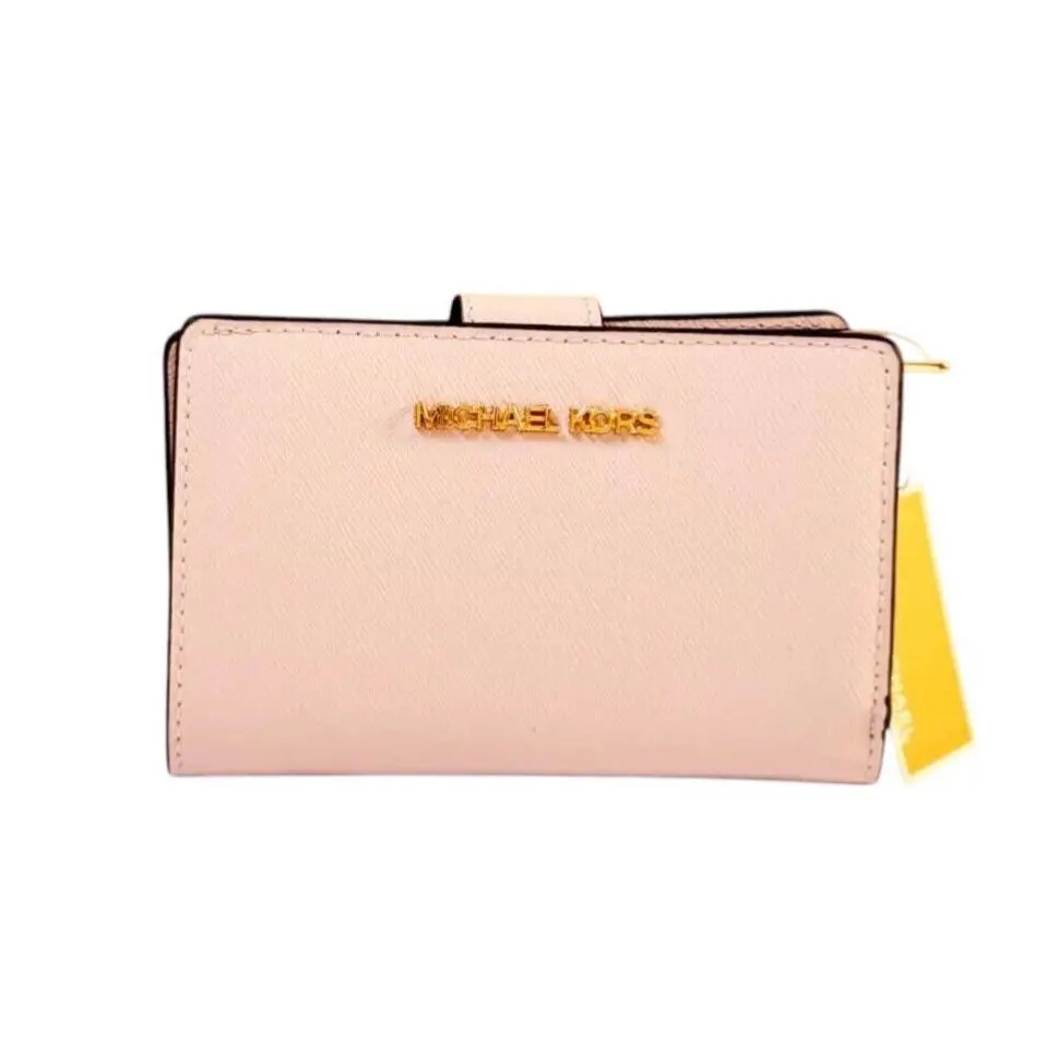 Jet Set Travel Medium Bifold Zipper Coin Wallet SOLID PINK(POWDER BLUSH) by Michael Kors