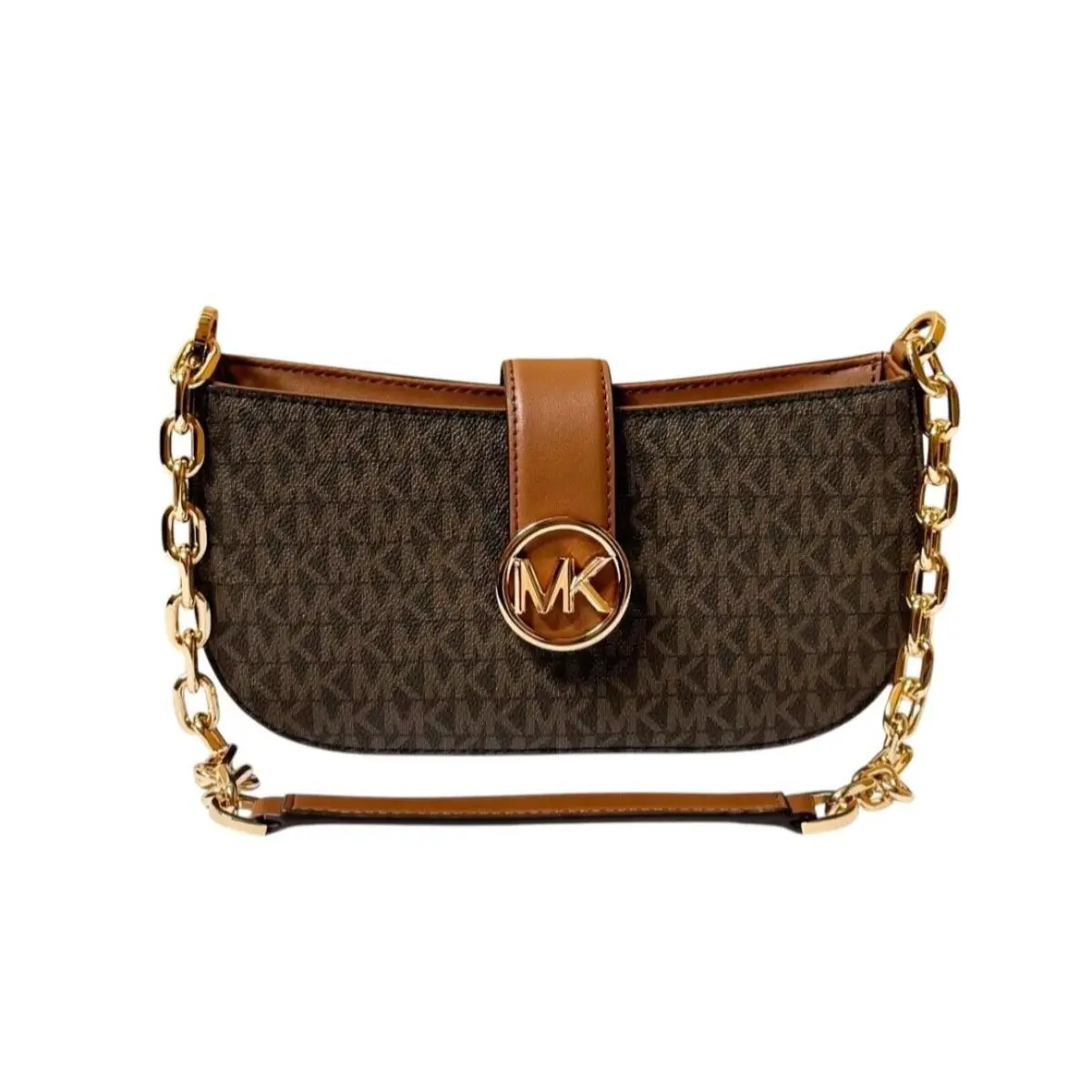 Carmen Small Pouchette Shoulder Chain Bag Purse MK BROWN by Michael Kors