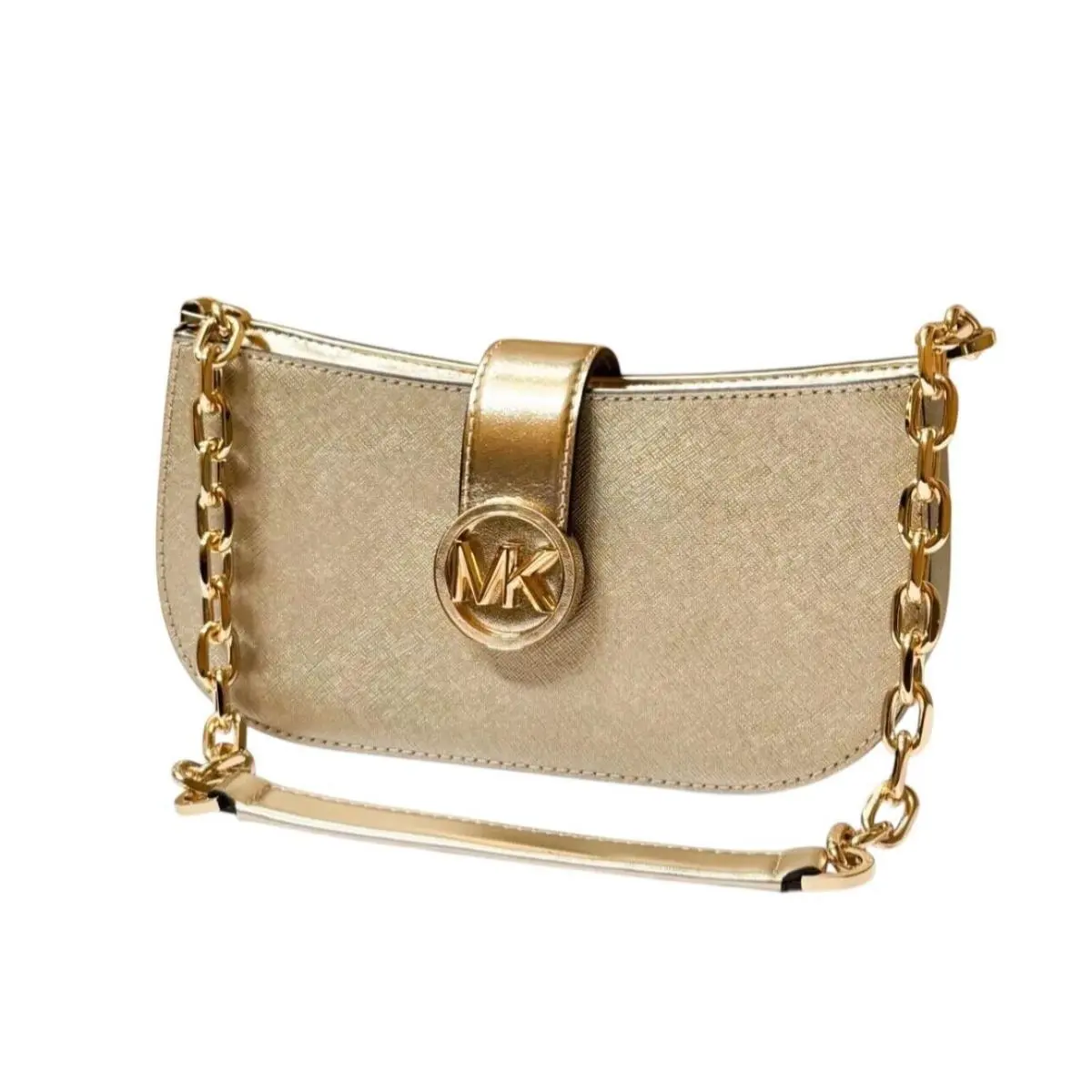 Carmen Small Pouchette Shoulder Chain Bag Purse PALE GOLD by Michael Kors