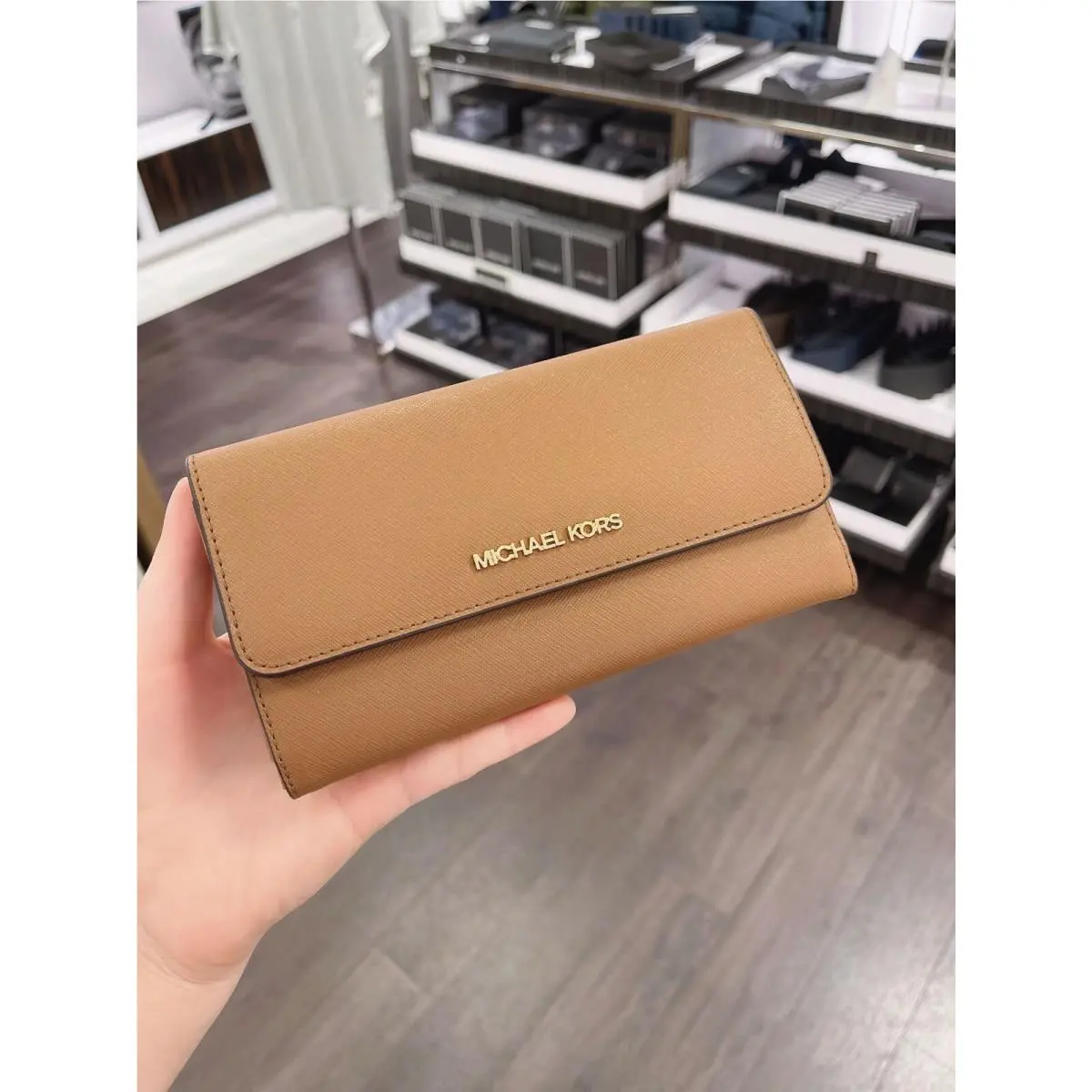Jet Set Travel Large Trifold Wallet MK Variety Luggage/Gold by Michael Kors