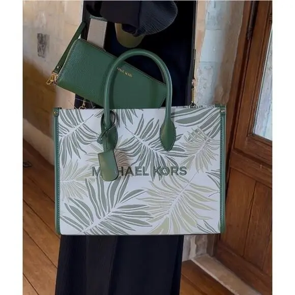 Mirella Medium East West Tote Crossbody Handbag/wallet Fern Green Handbag+Wallet by Michael Kors
