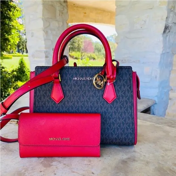 Michael Kor Hope Signature Satchel / Wallet Options Signature Brown Flame handbag+wallet set by Michael Kors