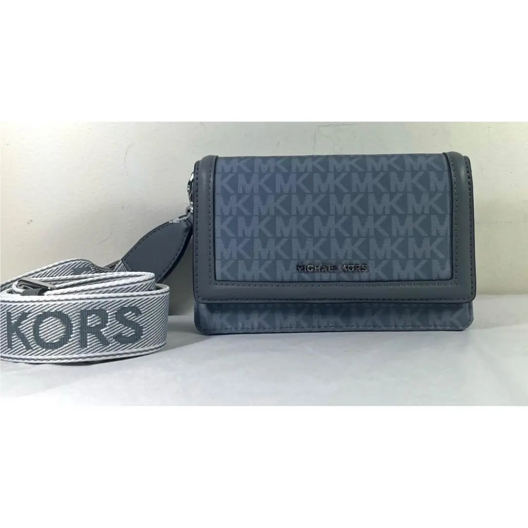Michael Kors Jet Set Small Black Grey Green Nylon Smartphone Crossbody Bag