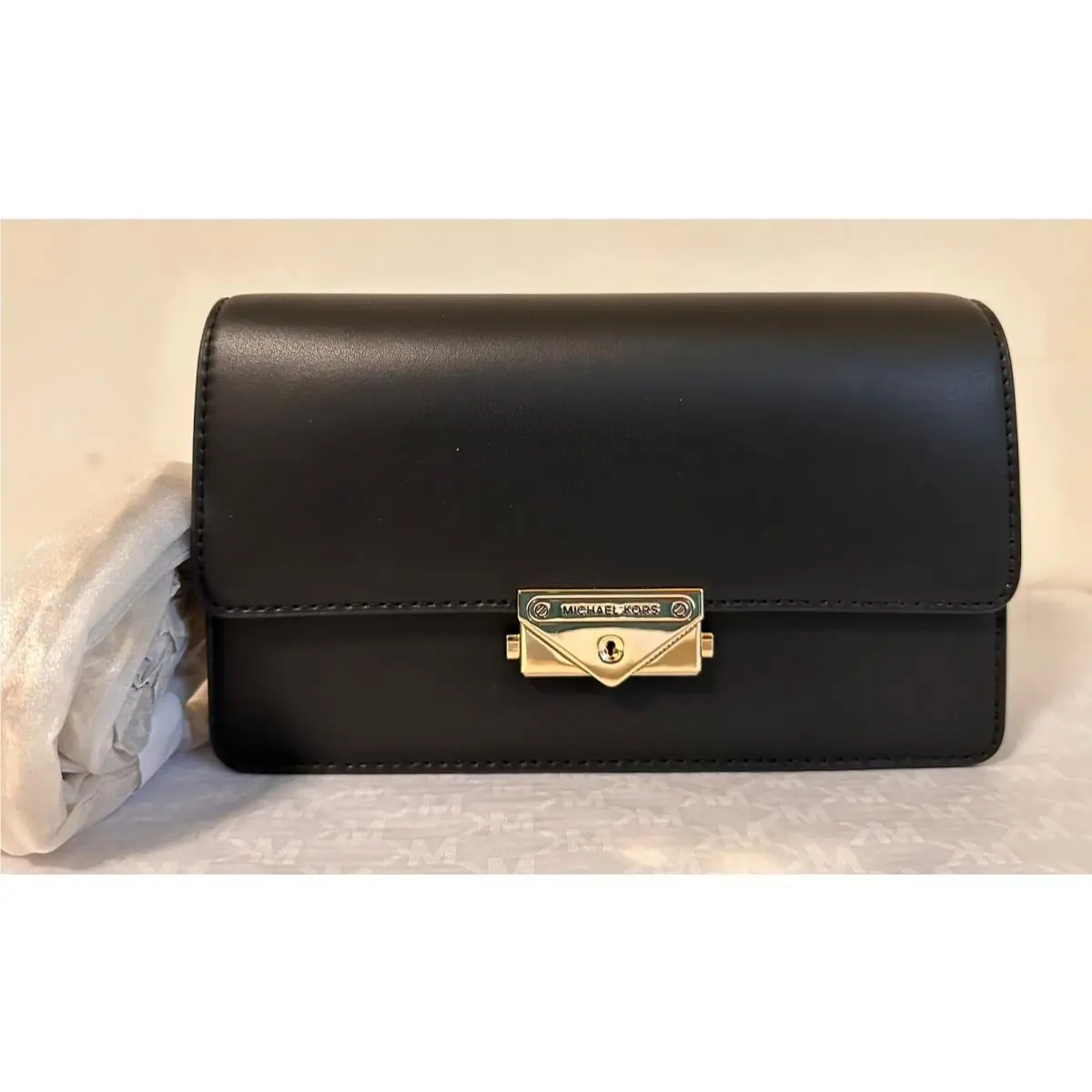 Cece Medium Vegan Leather Shoulder Crossbody Clutch Black mk/Gold by Michael Kors