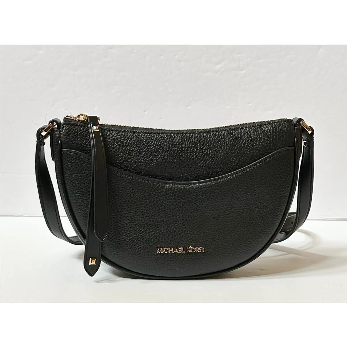 Dover Small Mini Half Moon Crossbody Leather Bag BLACK by Michael Kors