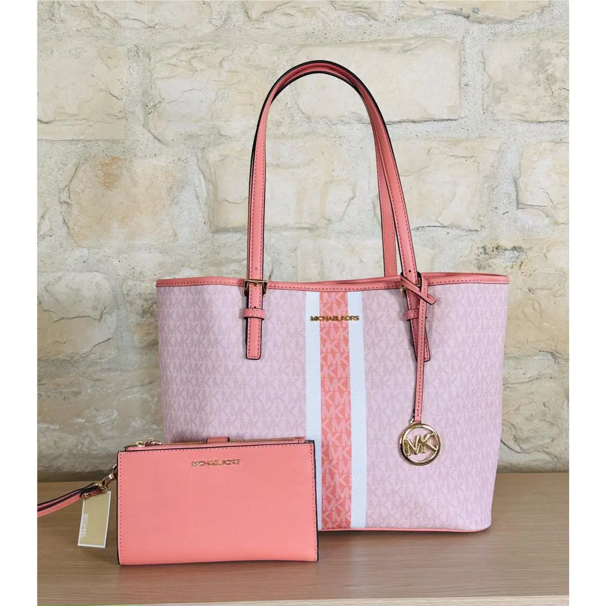 Sherbert Medium Tote Handbag/ Double Zip Wallet/small Wallet Option Handbag&double zip wallet by Michael Kors