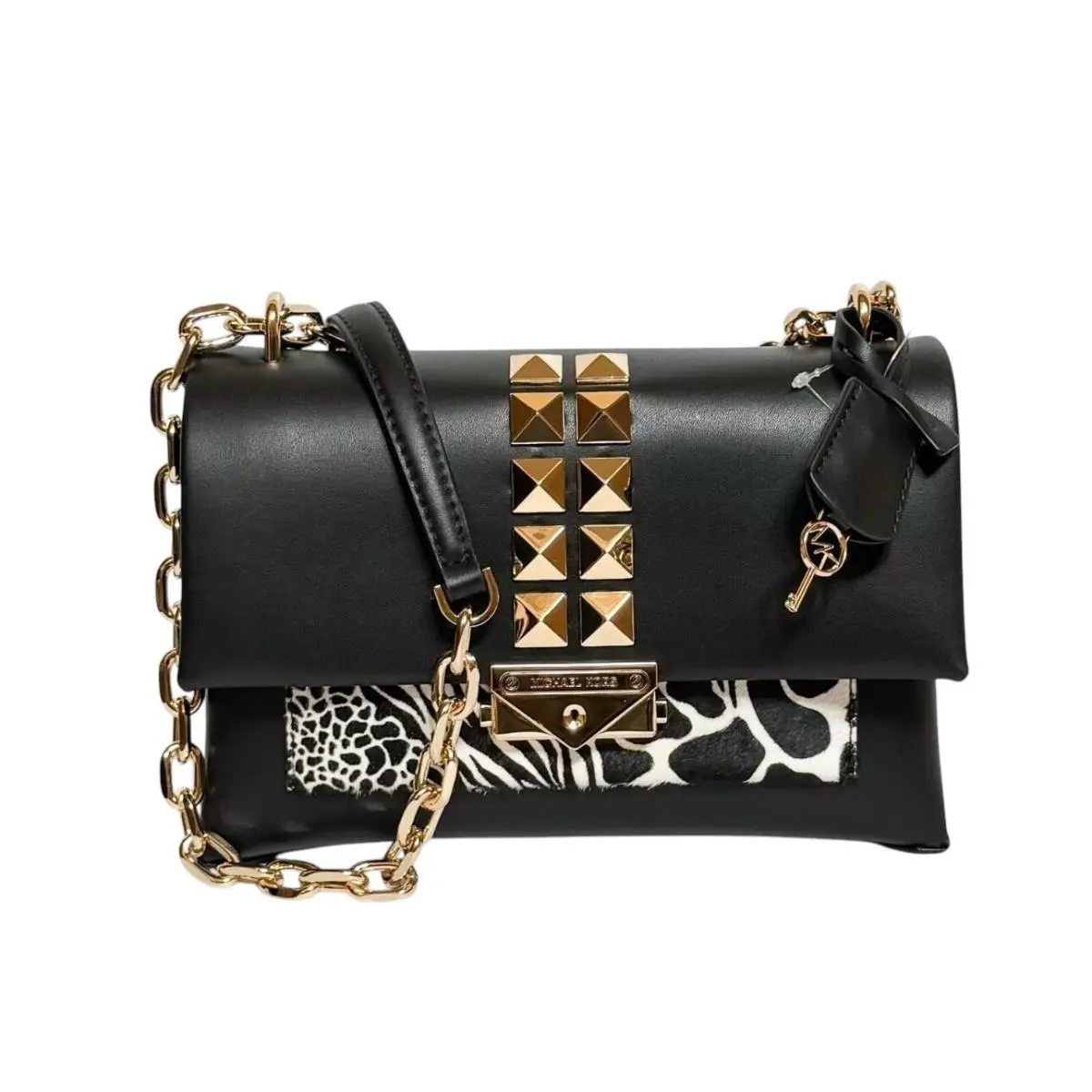 Cece Medium Flap Pocket Shoulder Crossbody Bag EXOTIC BLACK MULTI by Michael Kors