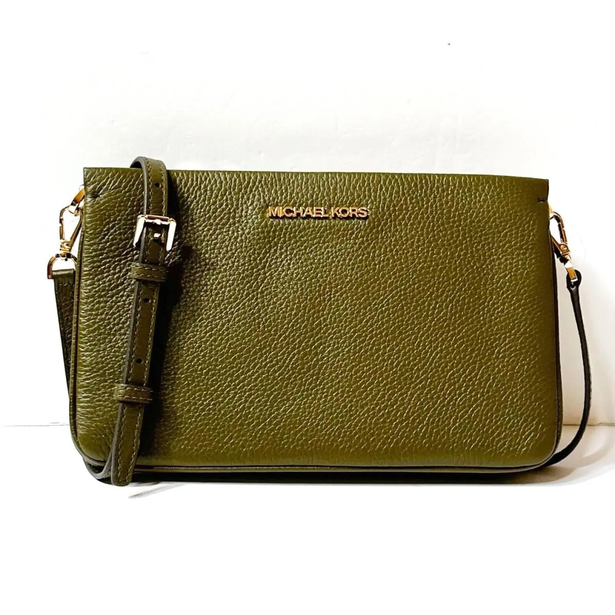 Jet Set Travel LG Triple Gusset Shoulder Crossbody Bag Green Olive(Duffle) by Michael Kors