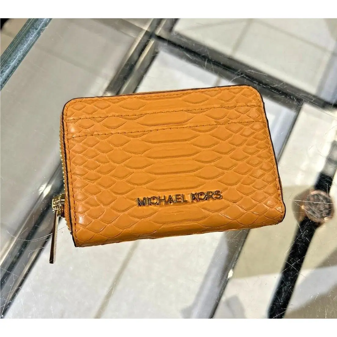 Women Ladies Zip Around Pvc or Leather Card Case Coin Pouch Wallet CIDER by Michael Kors