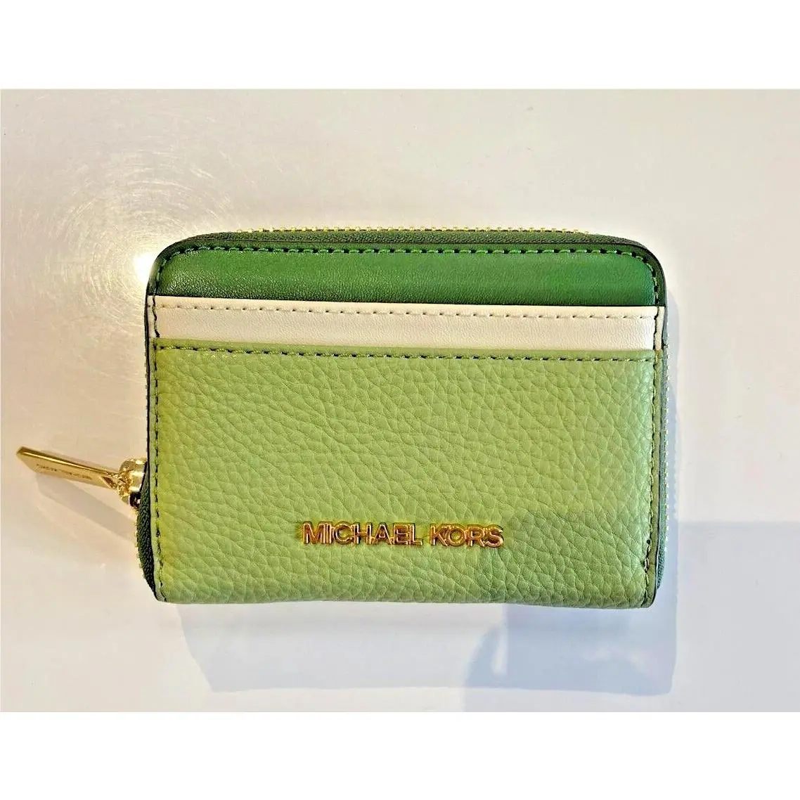 Women Ladies Zip Around Pvc or Leather Card Case Coin Pouch Wallet FERN GREEN MULTI by Michael Kors