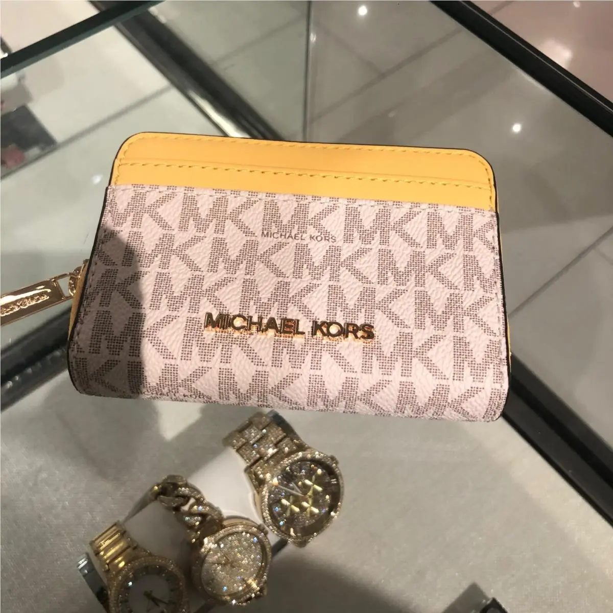Women Ladies Zip Around Pvc or Leather Card Case Coin Pouch Wallet DAFFODIL MULTI by Michael Kors