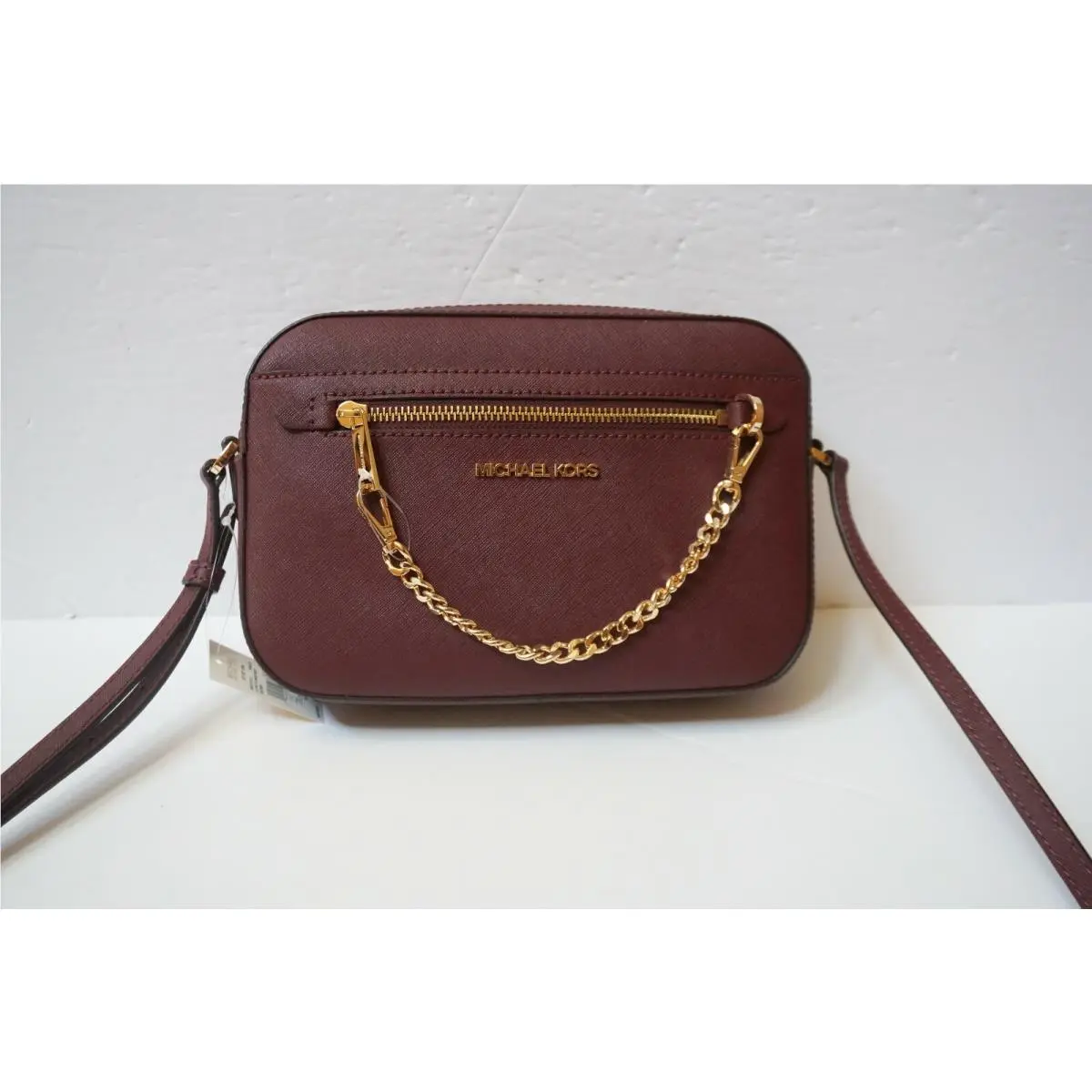 Jet Set Item East West Shoulder Chain Crossbody Bag Merlot/Gold Toned Hardware by Michael Kors
