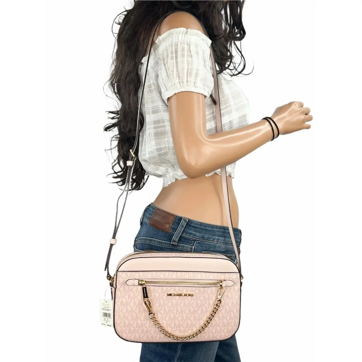 Jet Set Item East West Shoulder Chain Crossbody Bag MK Dark Powder Blush by Michael Kors