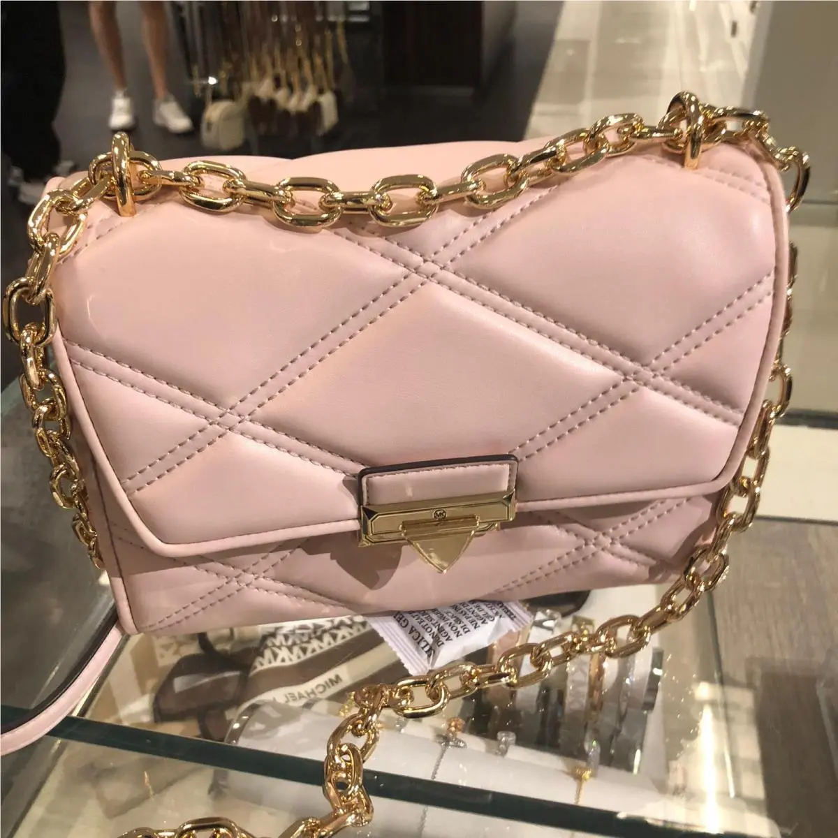 Serena Medium Shoulder Crossbody Purse Handbag Bag Messenger Black POWDER BLUSH by Michael Kors