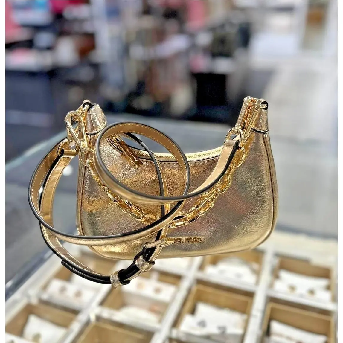 Mini/very Small Pvc or Leather Shoulder Crossbody Handbag Purse MK PALE GOLD (PVC) by Michael Kors