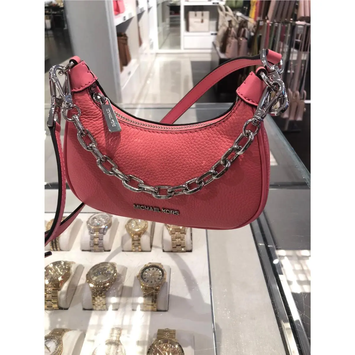 Mini/very Small Pvc or Leather Shoulder Crossbody Handbag Purse MK SILVER TEA ROSE by Michael Kors