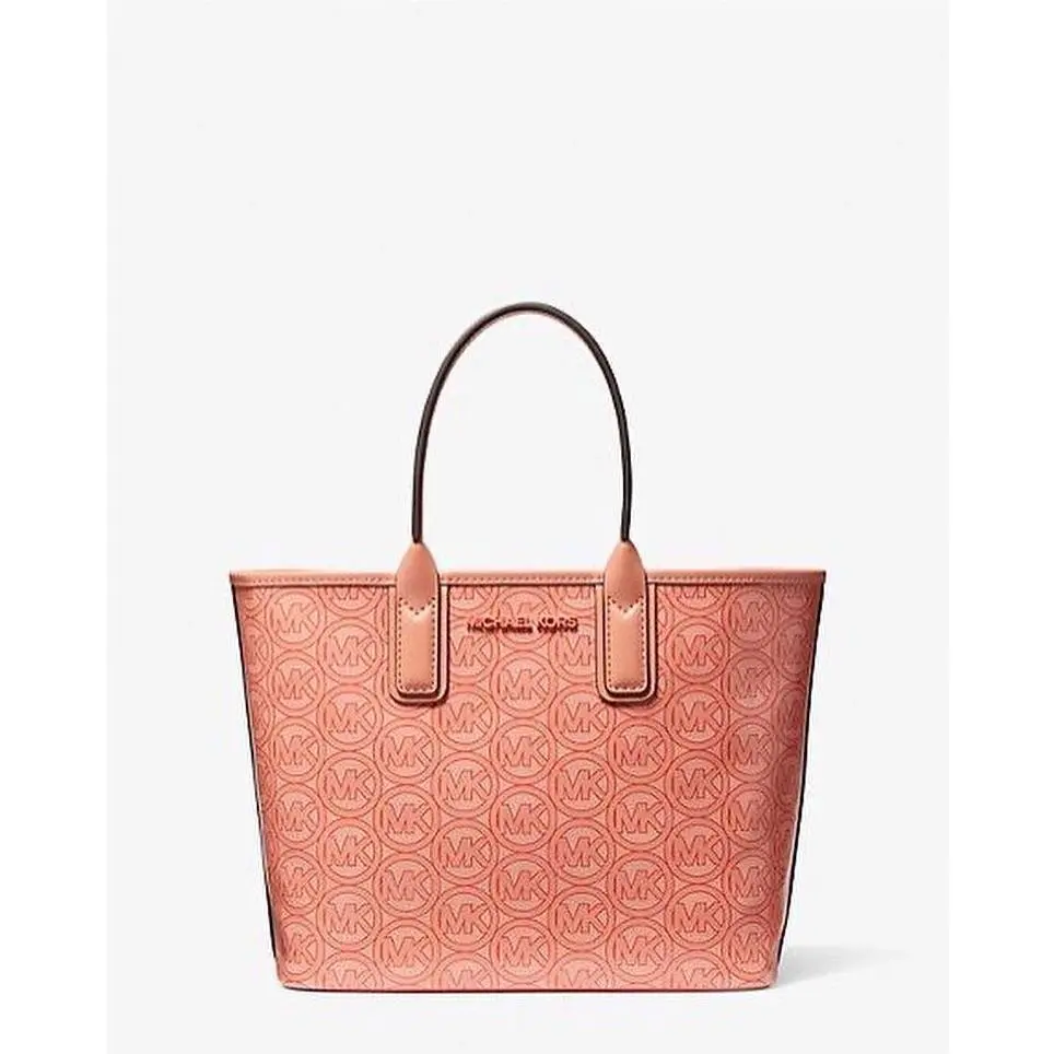 Jodie Small Logo Jacquard Tote Bag Luggage or Sherbert Sherbert by Michael Kors