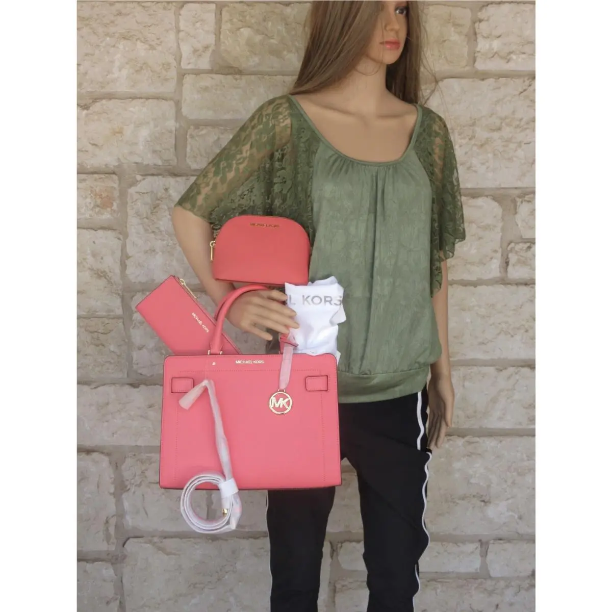 Bag+wallet Set Choices Saffiano Leather Satchel/crossbody/handbag Satchel+Large Wallet+Cosmetic/Travel Zip case set by Michael Kors