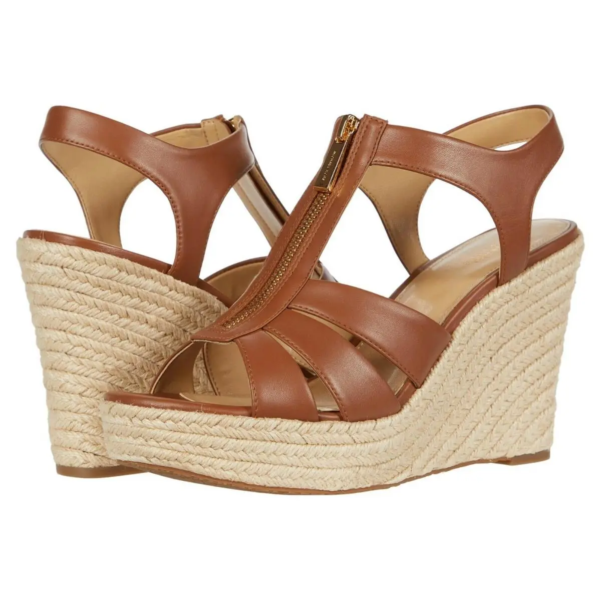 Kors Berkley Leather Espadrille Wedges Luggage Multiple Sizes by Michael Kors