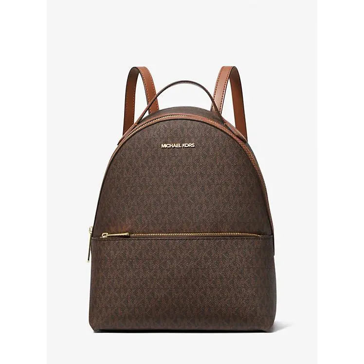 Sheila Medium Logo Backpack Brown by Michael Kors