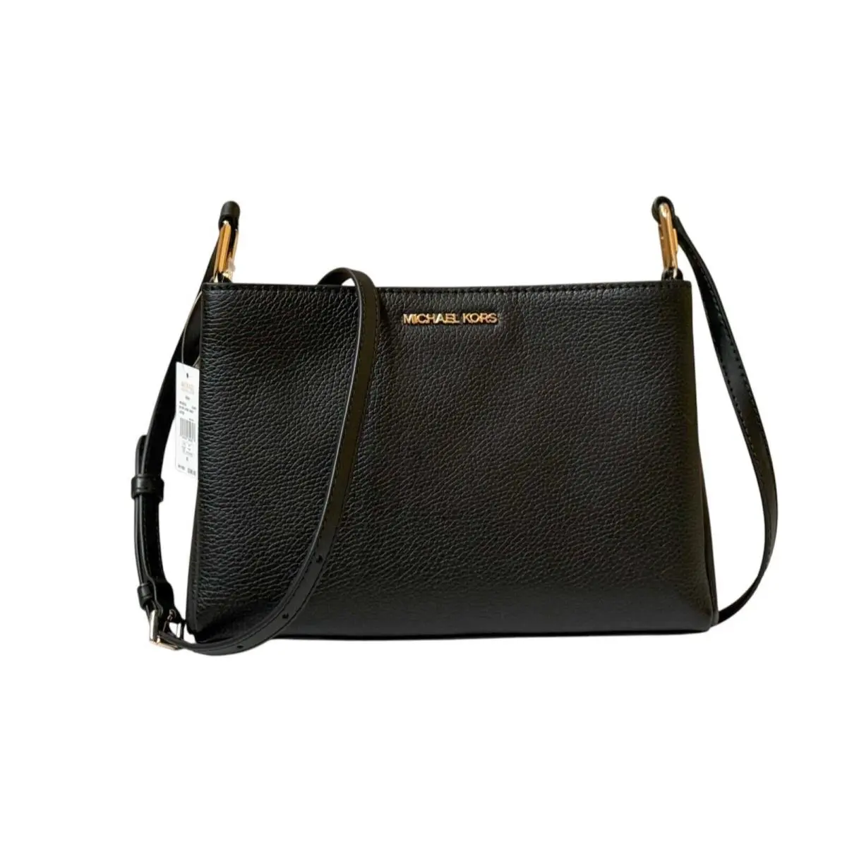 Trisha Triple Compartment Shoulder Crossbody Bag MK Signature/solid Black by Michael Kors