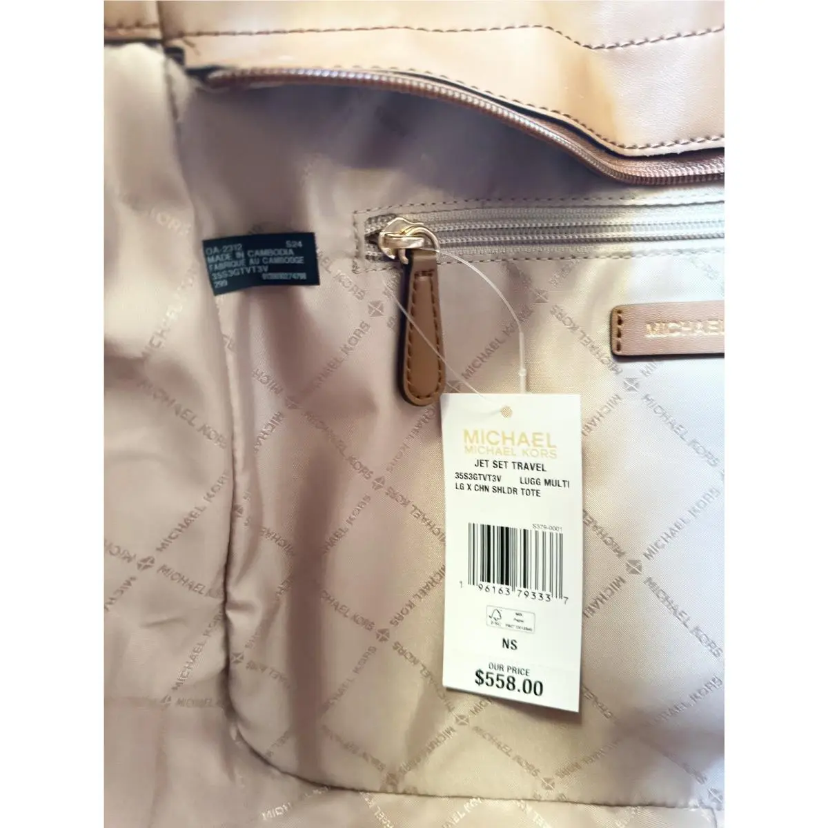 Michael Kors  bag  - Michael Kors Jet Set Travel - 35F1GTVT3B - MK VANILLA, Handle/Strap: Multicolor, Hardware: Gold, Silver