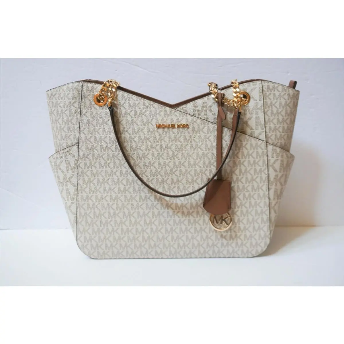 Jet Set Trave Large Chain Shoulder Tote Bag Handbag Purse MK VANILLA by Michael Kors