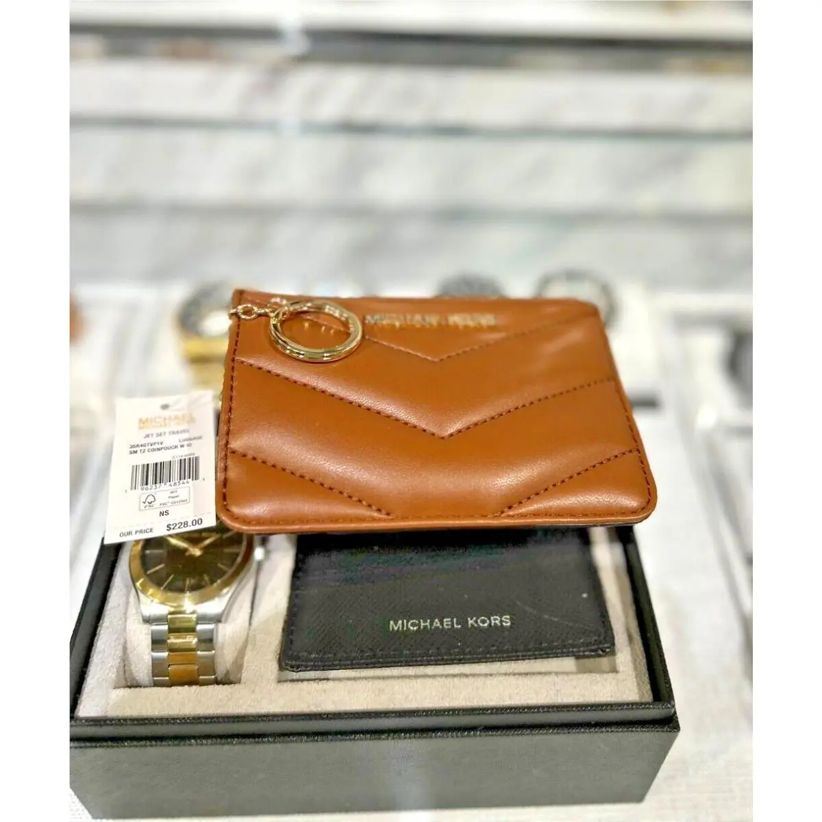 Jet Set Small Top Zip Coinpouch Card Holder with Key Ring Variation LUGGAGE by Michael Kors