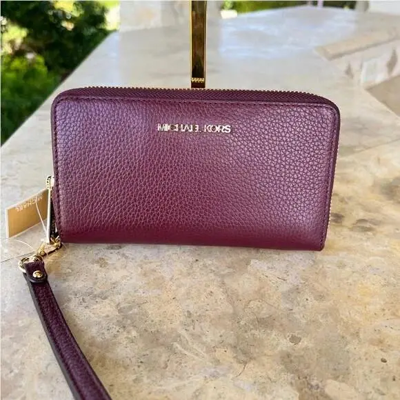 Emilia Large Satchel Crossbody MK Leather/wallet Option Merlot Wallet by Michael Kors