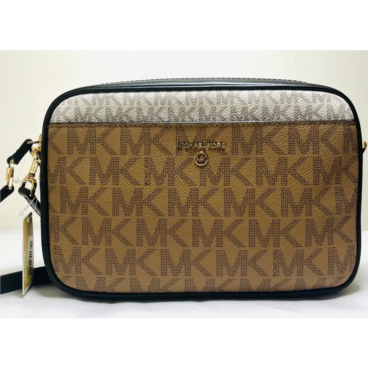 Jet Set Charm Pocket Large EW MK Signature Pvc Clutch Crossbody Bag Brown multi/Gold by Michael Kors
