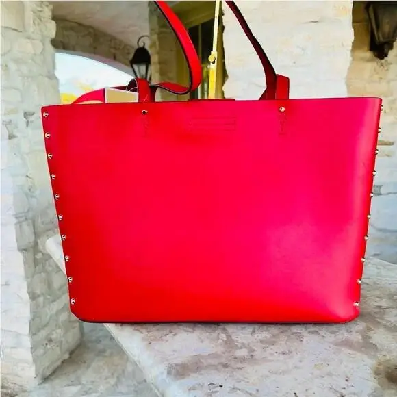 Manhattan Large Smooth Leather Tote Shoulder Bag Handbag In Flame handbag by Michael Kors