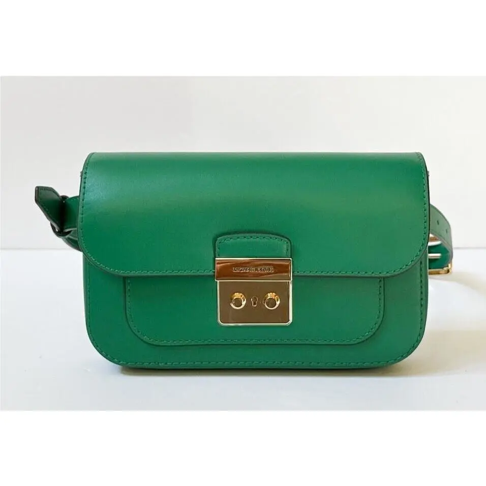 Sloan Editor Small Flap Belt Bag Fanny Pack Clutch Leather PALMETTO GREEN by Michael Kors