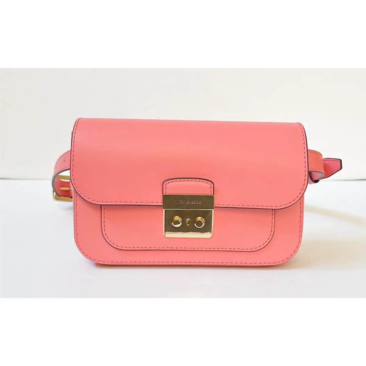 Sloan Editor Small Flap Belt Bag Fanny Pack Clutch Leather TEA ROSE by Michael Kors