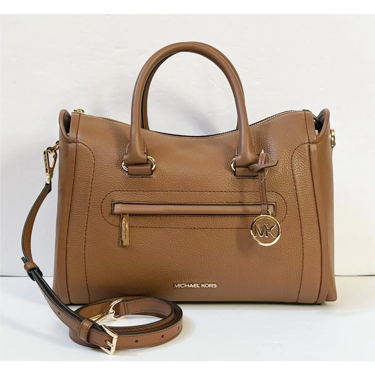 Carine Large Top Zip Satchel Shoulder Crossbody Bag LUGGAGE by Michael Kors