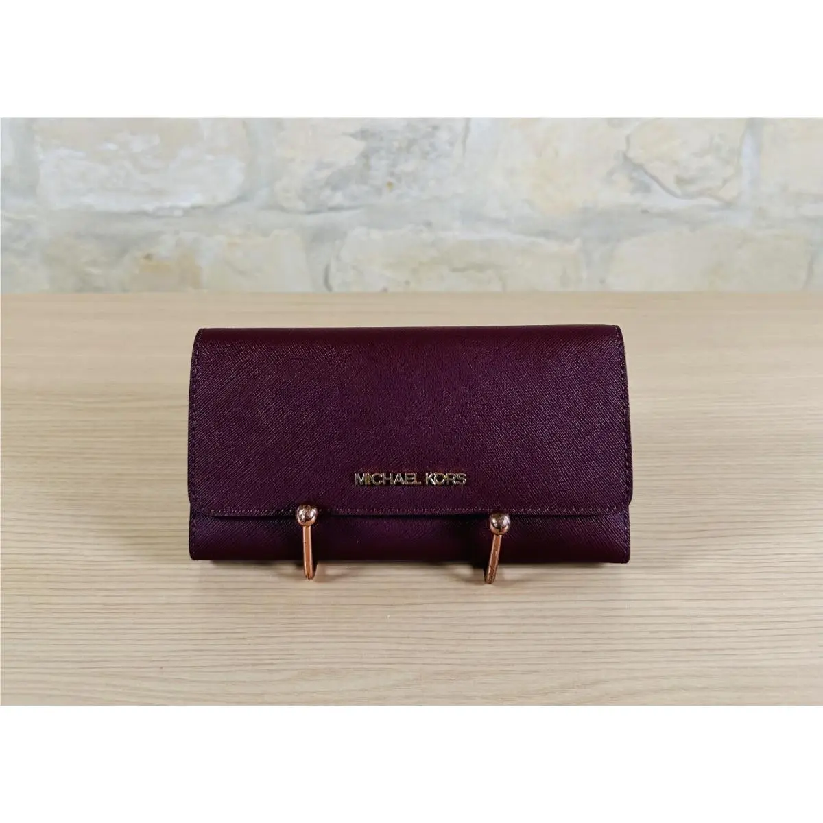 Selma Stud Leather Top Zip MD Satchel Bag Merlot/wallet Option Wallet by Michael Kors