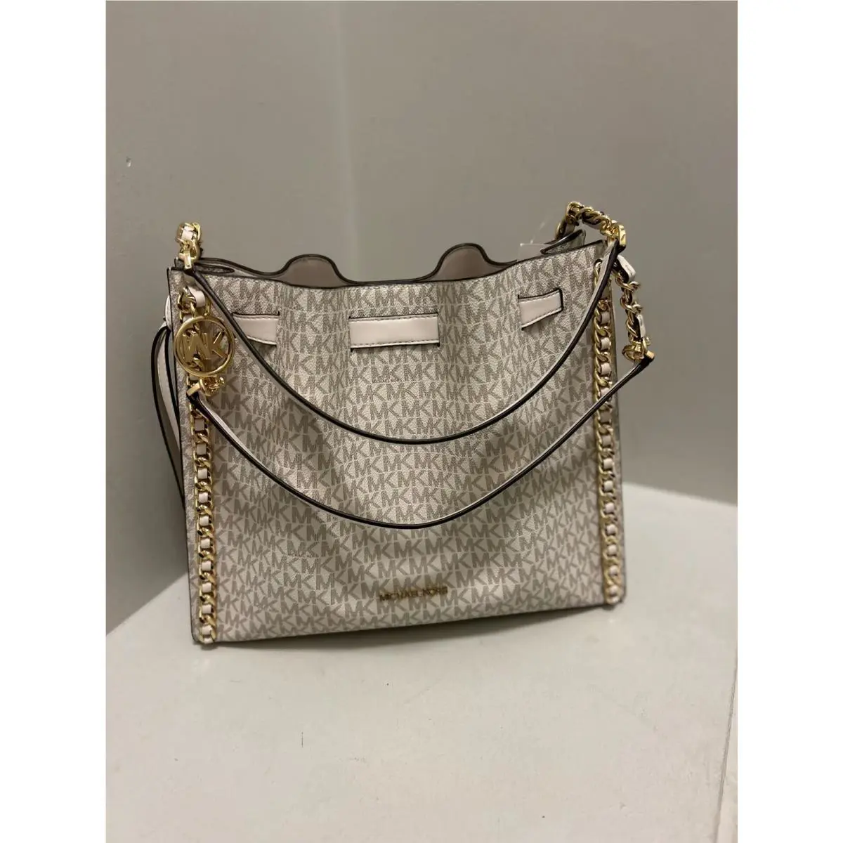 Michael Kors Mina Women Lady Large Chain Shoulder Bag Handbag Purse Tote