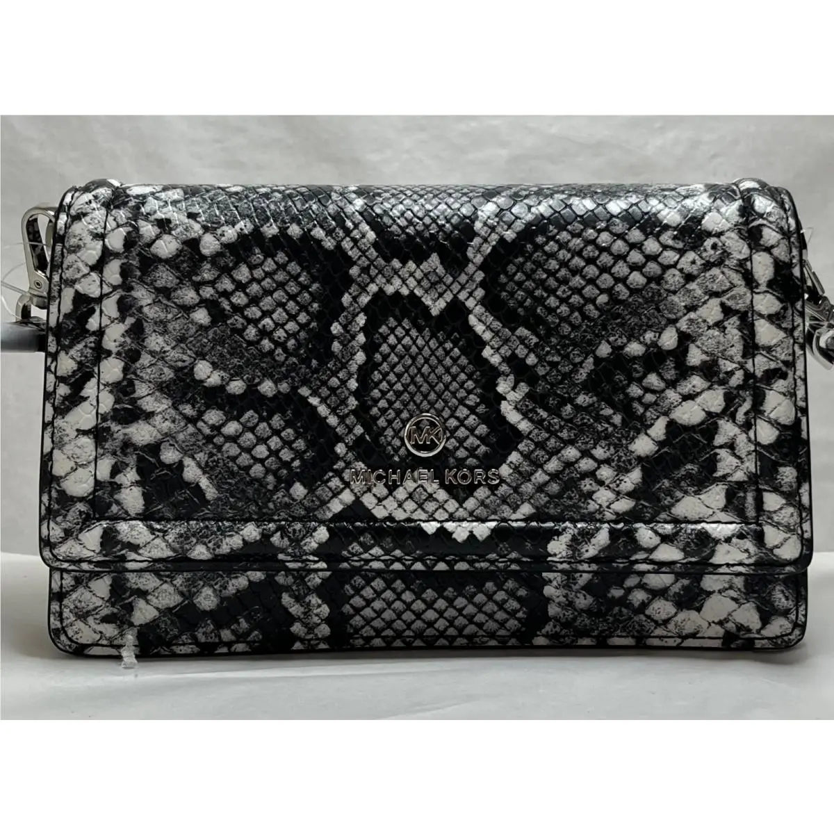 Jet Set Charm Small Phyton Snake Print Leather Phone Crossbody black/SV by Michael Kors