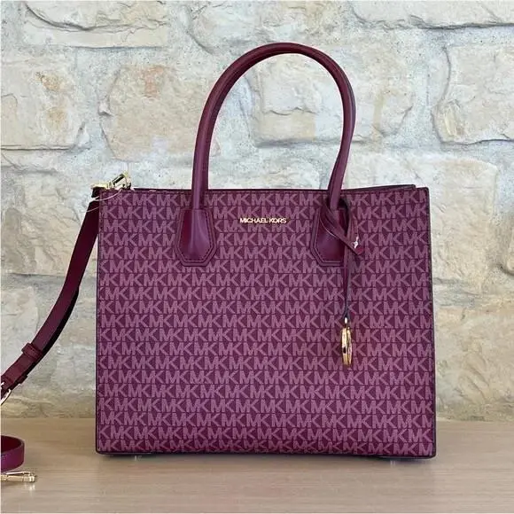 Mercer LG Satchel Shoulder Leather Bag Mulberry Mlt/wallet Option Handbag by Michael Kors