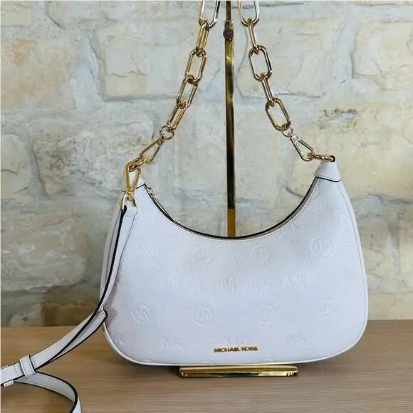 Cora Light Cream Zip Pouchette Leather Crossbody Bag/wallet Option Handbag by Michael Kors