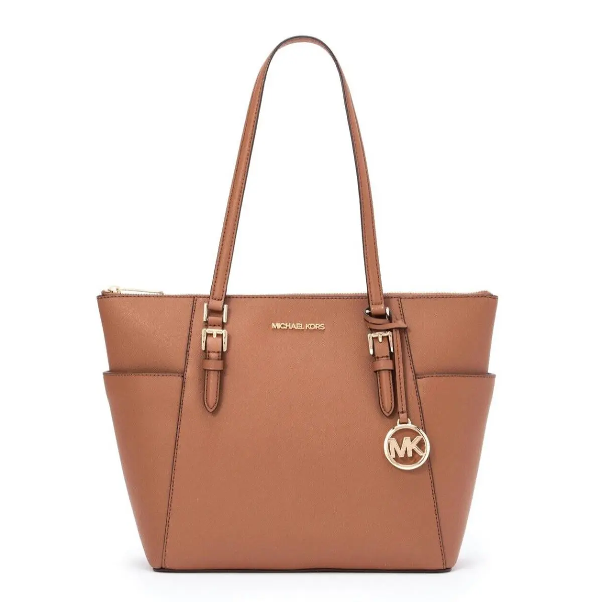 Charlotte Large Top-zip Tote Bag Luggage (Saffiano) by Michael Kors