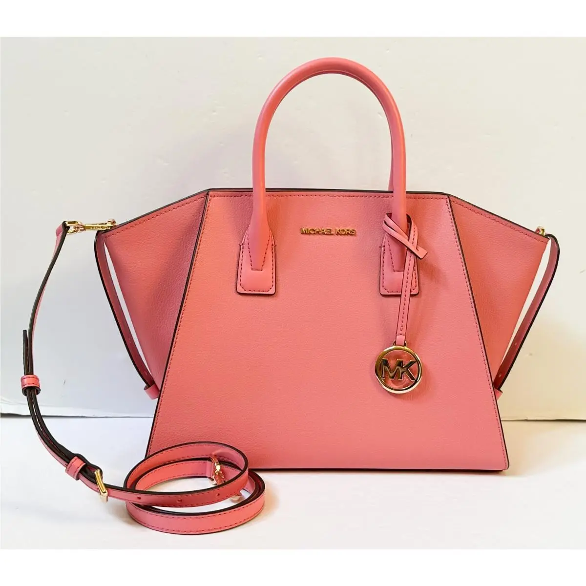 Avril Large Top Zip Satchel Shoulder Crossbody Bag TEA ROSE by Michael Kors