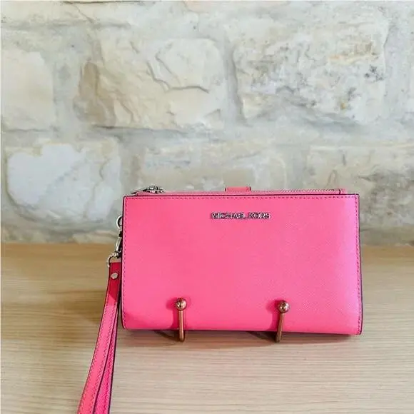 Michael Kors Signature Hamilton Lock Key Medium Satchel MK Wallet Tea Rose Pink