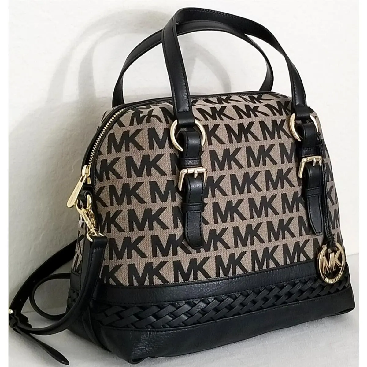 Gladstone Black Beige Logo Satchel Bag+/or Matching Wallet Satchel by Michael Kors
