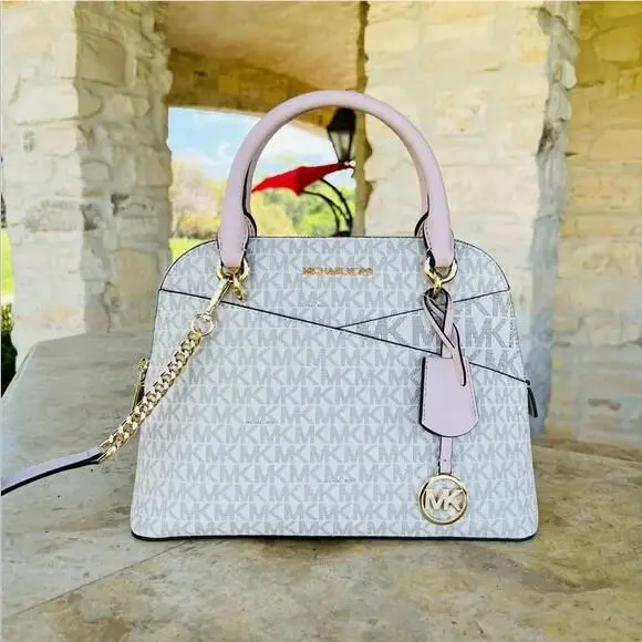 Jet Set Dome Satchel Shoulder Bag +wallet Powdered Blush Signature Handbag by Michael Kors
