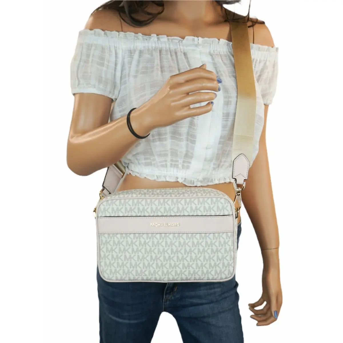 Kenly Large Pocket Shoulder Crossbody Bag MK VANILLA PINK by Michael Kors