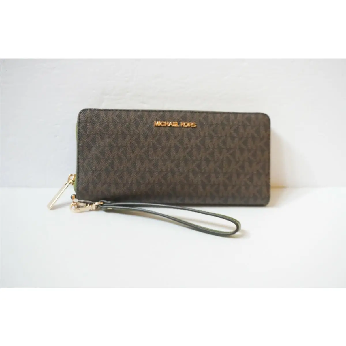 Jet Set Travel Large Continental Wallet MK BROWN GREEN by Michael Kors