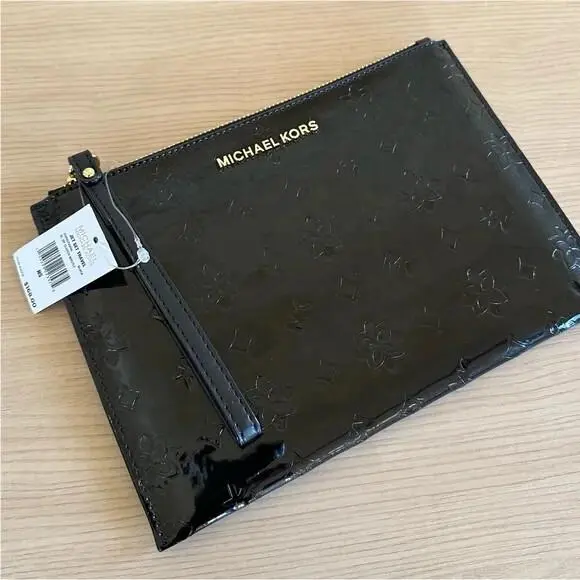 Kara Metallic Large Duffle Signature Handbag/wallet Rare Black Wallet Only by Michael Kors