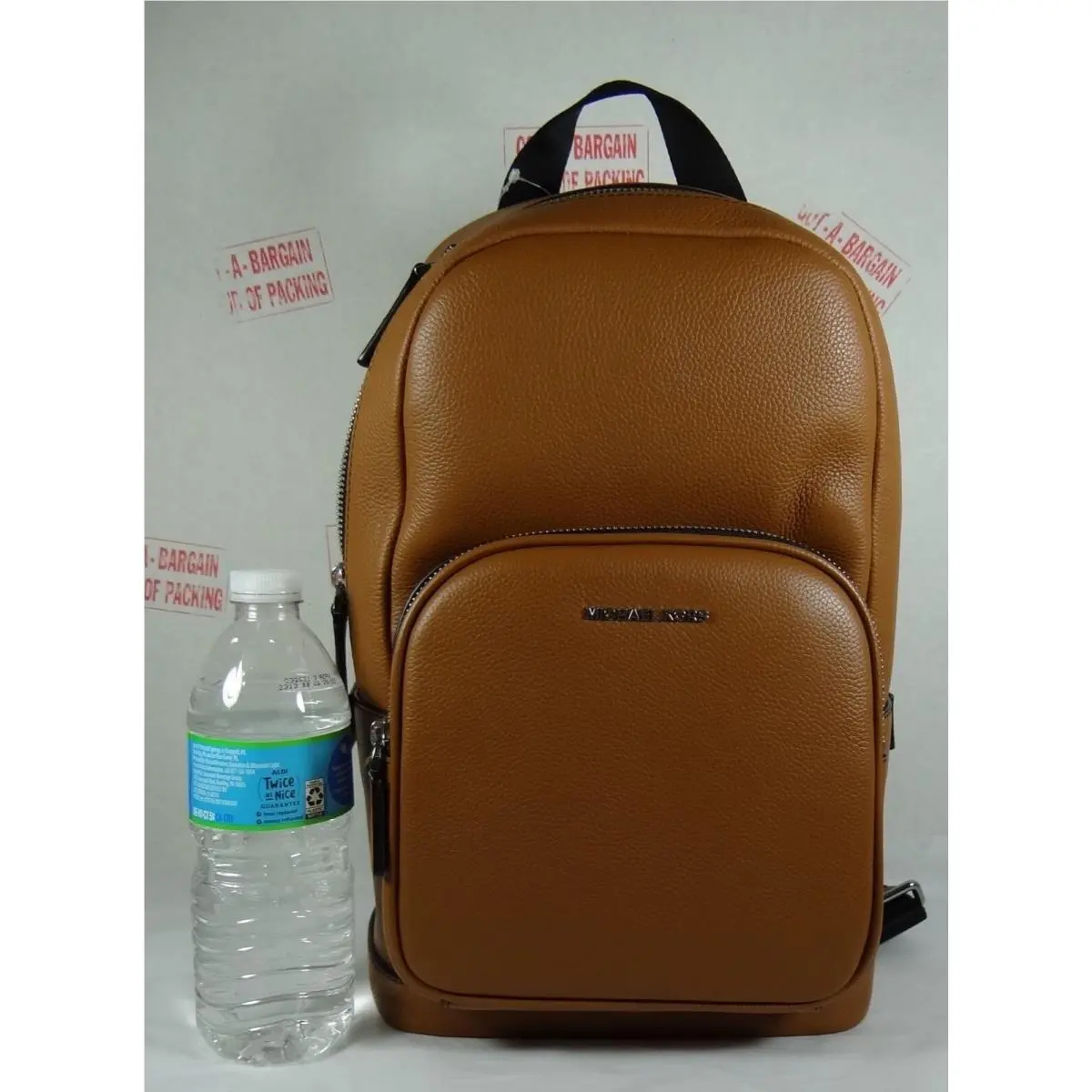 Unisex Cooper Pebbled Leather Commuter Slingpack Backpack Luggage brown leather by Michael Kors