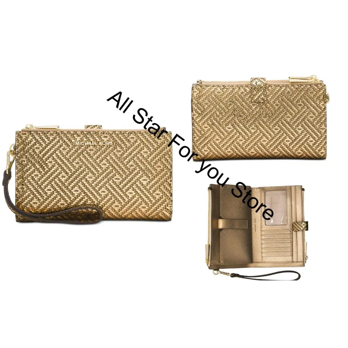 Michael Kors Wristlet Leather Adele Double-zip Wristlet