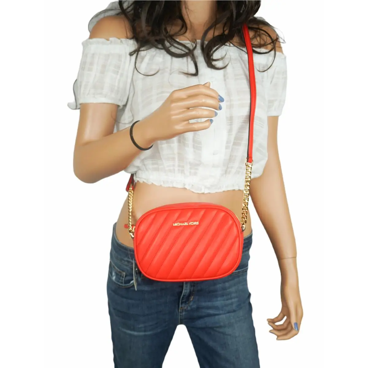 Small Mini Oval Camera Crossbody Bag Vegan Soft Leather Dark Sangria by Michael Kors